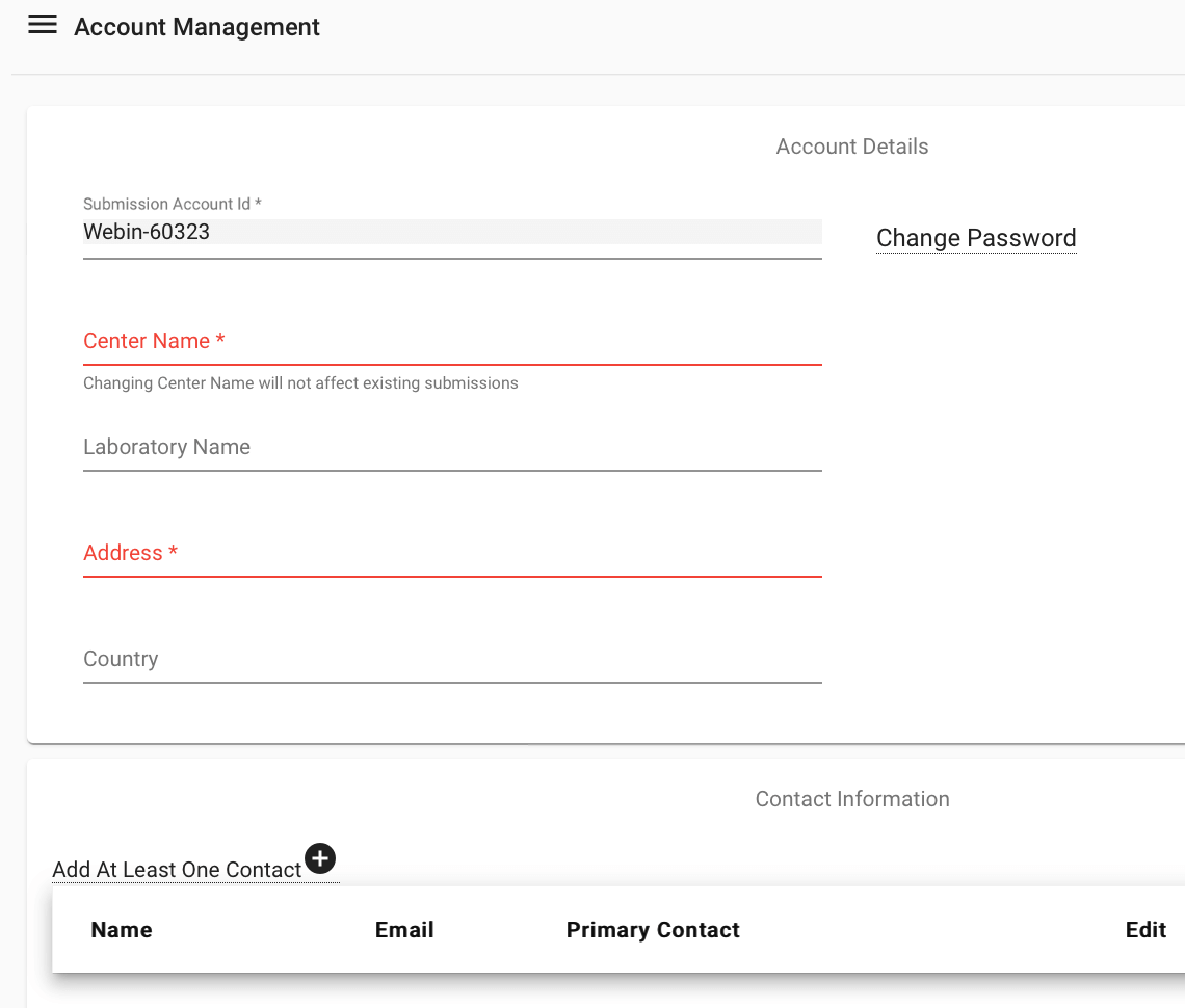 ENA login details